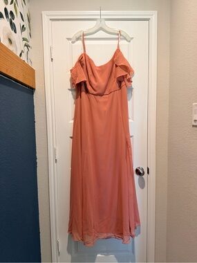 david's bridal cross back bridesmaid dress | Dresses | Davids Bridal Mesh Long With Criss Sculpting satin
